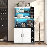 LARFOEK Küchenschrank, Buffetschrank mit LED-Beleuchtung und...