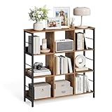 VASAGLE Regal mit 3 Ebenen, Bücherregal, Standregal mit 9 Fächern,...