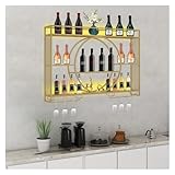 GLMGBP Weinregal mit LED-Beleuchtung zur Wandmontage, hängendes...