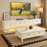 Wandmontiertes TV-Regal aus Massivholz mit LED-Beleuchtung, moderne,...