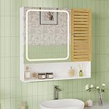 FORABAMB Spiegelschrank Bad mit LED-Beleuchtung&Steckdose 80cm Breit,...