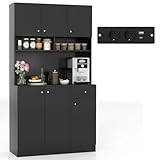 COSTWAY Küchenschrank Holz, Buffetschrank mit Steckdosen &...