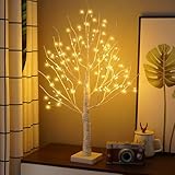 Gobesty LED Baum, Birke Lichterbaum Innen mit 144 Warmweißer LEDs...