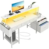 Rolanstar Schreibtisch mit Steckdose, Computertisch mit 5 Schubladen,...