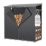 CHOSHOME Kaminholzregal Aussen 185x70x185cm, Metall Wetterfest...
