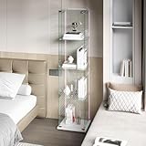 INONEFT Glasvitrine Standvitrine mit LED-Beleuchtung, Vitrine Stehend...