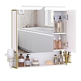 VASAGLE Spiegelschrank Bad mit Beleuchtung, 14,5 x 70 x 70 cm,...