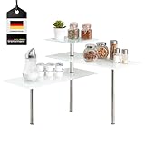 bremermann Glas-Eckregal, Küchenregal, aus Glas und rostfreiem...