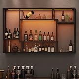YOURLITE Weinregal Wand Metall mit LED-Beleuchtung Modernes, Bar Regal...