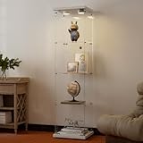 AUFHELLEN Glasvitrine Standvitrine mit LED in Weiß, 164x42.5x36.5CM...