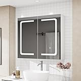 ALEAVIC Spiegelschrank Bad mit Beleuchtung 70x60cm Breit mit Razors...