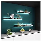 Schwarzes Wandregal aus Metall mit LED-Licht, schwebende...