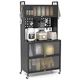 COSTWAY Küchenschrank hoch, Küchenregal mit Rollen, Buffetschrank...