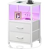 Rolanstar Nachttisch mit Ladefunktion, Beistelltisch mit 2...