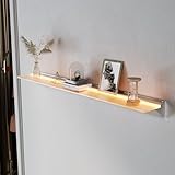 SONNI Wandregal mit Led Beleuchtung 90 cm, 8mm Gehärtetes Glas...