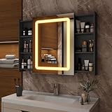 YU YUSING Spiegelschrank Bad mit LED Beleuchtung 55-103x16x70cm,...