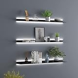 simdennr Wandmontiertes Schweberegal aus Metall mit LED-Lichtern,...
