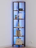 Furnulem Eckregal mit 6 Etagen, mit LED-Licht, 171,4 cm hoch,...