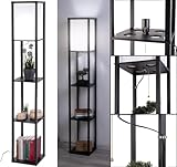 Lunartec Stehlampe Vintage: Stehlampe aus Holz mit integriertem Regal,...