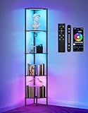 OUTONLIFE RGB LED Stehlampe mit Regal, Dimmbares Eckregal mit Licht,...