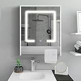 TUKAILAI Weiß Spiegelschrank Bad mit LED-Beleuchtung, Regalen &...