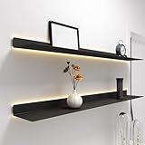 Schwebende Wandregale mit LED-Beleuchtung, Metall Wandmontiertes...