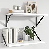 Feihorrm Bücherregal Weiß, Regal Wand 2er Set mit Metall Halterung,...