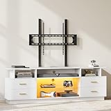 FUSOU TV Schrank mit Höhenverstellbar TV-Halter, LED-Beleuchtung,...