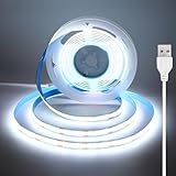 2.5m USB COB LED Strip, 5V LED Streifen Kaltweiß mit Selbstklebender,...