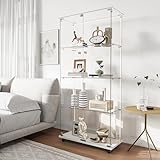 FCSQIU Glasvitrine Standvitrine mit Rollen, 2 Türen,Abnehmbar...