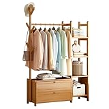 Garderobenständer aus Bambus mit Stauraum – freistehender...