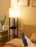 Stehlampe Wohnzimmer mit Regal, LED Stehlampen aus Massivholz mit 2...