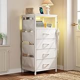 Xnferty Nachttisch mit 4 Schubladen und offenem Regal, Beistelltisch...