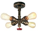 PETITES ECREVISSES Retro Industrie Wasserrohr Deckenleuchte mit 4...