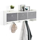 Mondeer Wandgarderobe mit Ablage, Garderobe mit 3 Körben und 5 Haken...