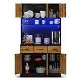 DRIXNO Multifunktionales Buffet mit LED-Beleuchtung mit Fernbedienung,...