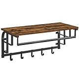 VASAGLE Wandgarderobe mit Aufbewahrungsregal, Wandregal mit 5...