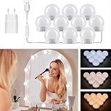 Akynite Spiegelleuchte Hollywood 10 LED Birnes mit Adapter, 3...