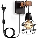 Wandleuchte Innen Dimmbar Vintage Wandlampe Schwarz Industrial Retro...