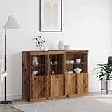 CKioict Sideboard mit LED-Leuchten Altes Holz 142.5x37x100 cm...