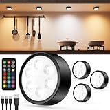 USB Aufladbar LED Spot Akku mit Fernbedienung, Schwarz 2400mAh...