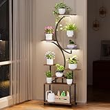 Leadrop Pflanzenregal mit Licht, 8-Etagen Blumenständer Metall, Mit...