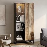 Hochvitrine mit mehrfarbiger LED-Beleuchtung, Aufbewahrungsschrank 80...