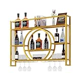 UEV Wand-Weinregal Mit LED-Beleuchtung 120cm Gold