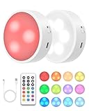 GOODEA.fun Kabellose Schrankbeleuchtung - Aufladbare 3 RGBW Puck...