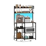 KOMFOTTEU Küchenregal mit LED-Beleuchtung & Steckdosen,...
