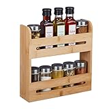 Relaxdays Gewürzregal Bambus, Gewürzständer 2 Etagen, HBT: 25 x 25...