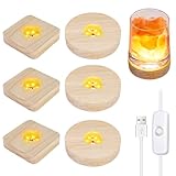 LED Sockel für Acrylglas: 6 Stück LED Lichtsockel USB, Holz...