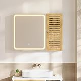 FORABAMB Badezimmerschrank mit Beleuchtung, 80×60×16cm, Badezimmer...