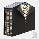 UDPATIO Metall Kaminholzregal Anthrazit 185 x 70 x 190 cm / 2,1m³ mit...